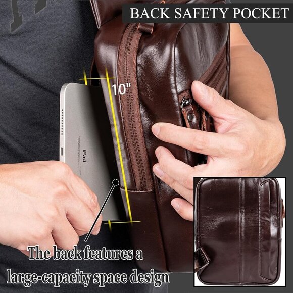 Elegant Buffalo Leather Tactical Sling Bag for Men - Adjustable Comfort & Style - Picture 5 of 8